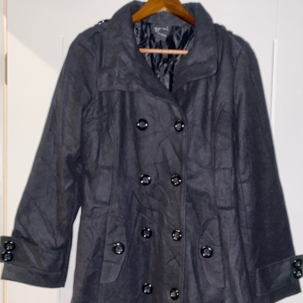 Taxi Wool‎ Blend VTG Black High Neck Raincoat Jacket Sz M Quiet Luxury Old Money - Picture 4 of 7